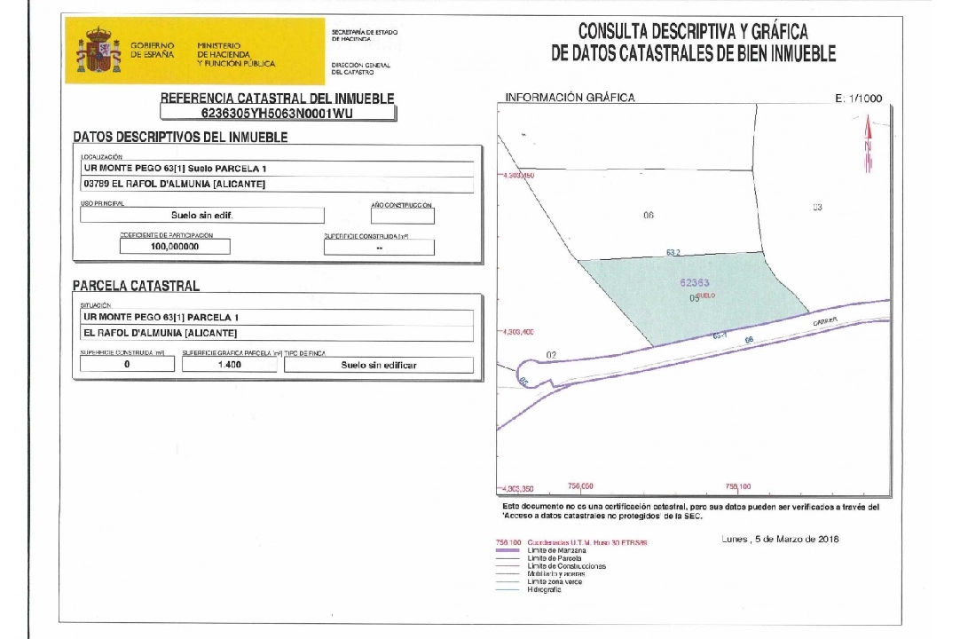 residential ground in Pego-Monte Pego for sale, plot area 1400 m², ref.: AS-0118-17