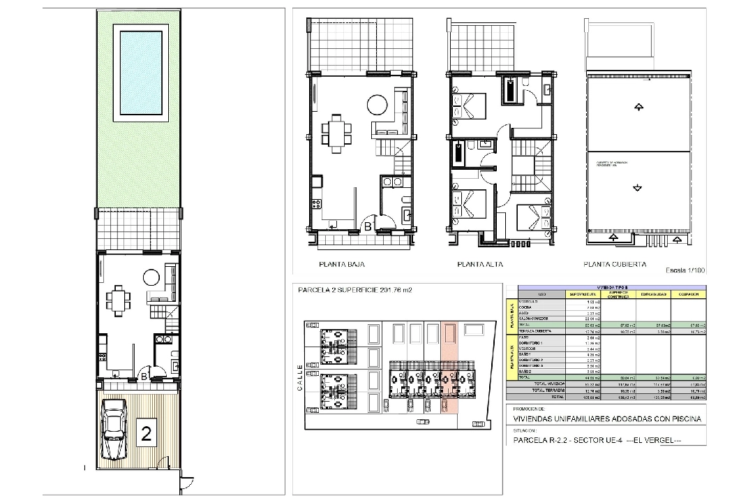 terraced house in El Vergel for sale, built area 118 m², year built 2022, condition first owner, plot area 201 m², 3 bedroom, 2 bathroom, swimming-pool, ref.: TM-0121-GC-5