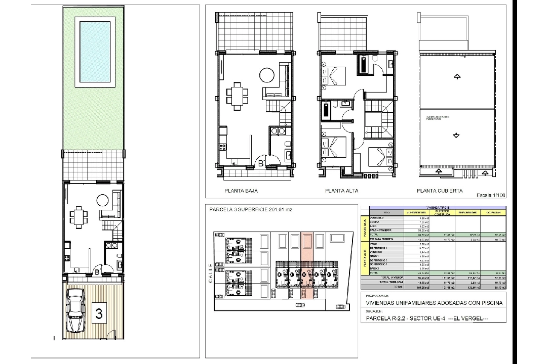 terraced house in El Vergel for sale, built area 118 m², year built 2022, condition first owner, plot area 201 m², 3 bedroom, 2 bathroom, swimming-pool, ref.: TM-0121-GC-6