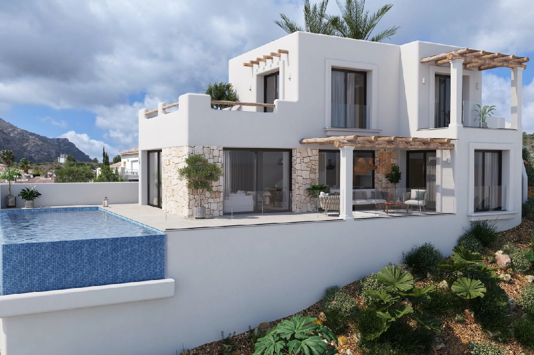 villa in Pedreguer(Monte Solana I) for sale, built area 252 m², year built 2025, air-condition, plot area 608 m², 3 bedroom, 2 bathroom, swimming-pool, ref.: UM-UV-SERPIS-3