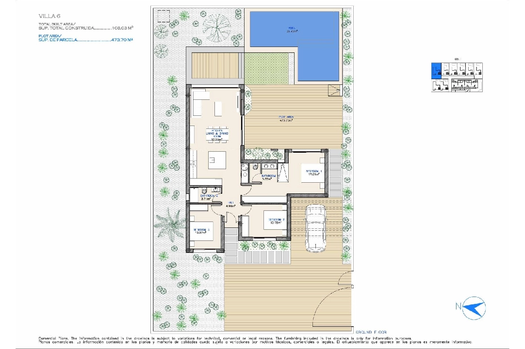 villa in Los Alcazares for sale, built area 108 m², condition first owner, plot area 297 m², 3 bedroom, 2 bathroom, swimming-pool, ref.: HA-LAN-433-E01-16