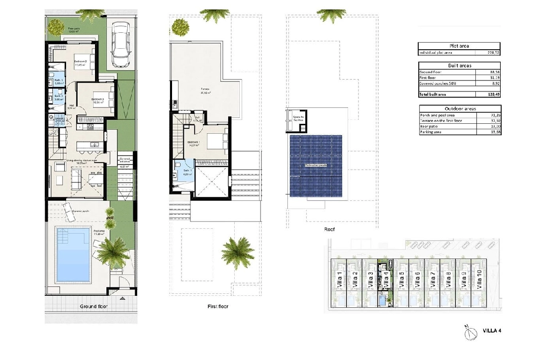 duplex house in Los Nietos for sale, built area 166 m², condition first owner, plot area 228 m², 3 bedroom, 3 bathroom, swimming-pool, ref.: HA-NIN-100-D01-21